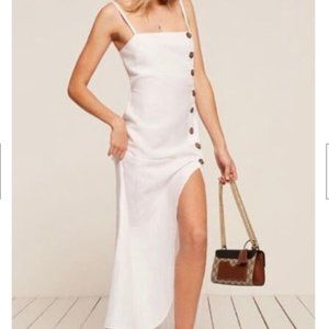 Reformation Linen Tortoise White Maxi Dress 0 XS